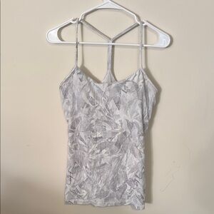 Lululemon Women's Grey Patterned Flow Y Tank